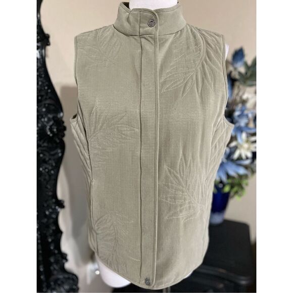 Tommy Bahama Taupe Quilted Silk Front Zippered Vest Size Medium - Picture 1 of 4